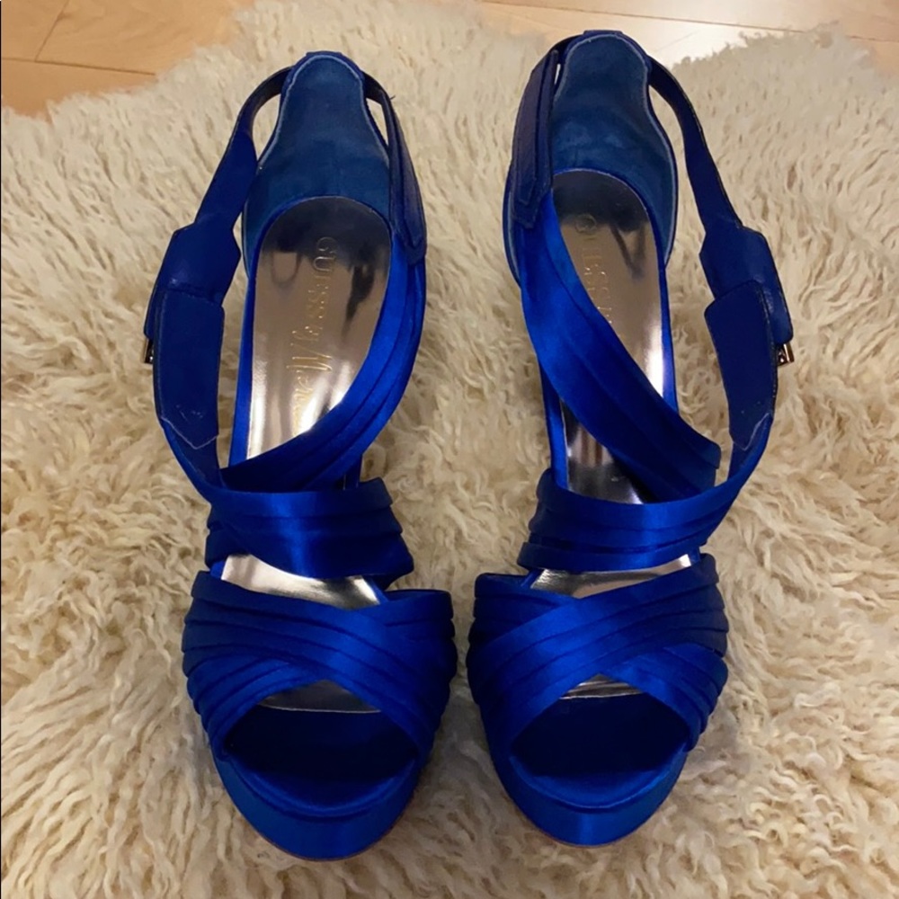 Guess by Marciano satin blue heels, New!